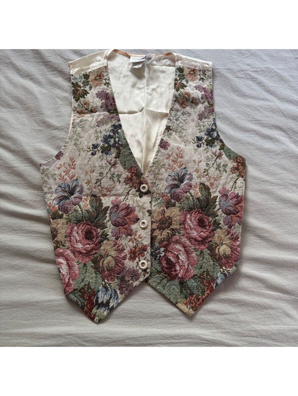 Vintage Grannycore Cottagecore Whimsygoth Van Heusen Floral Tapestry Vest Medium
